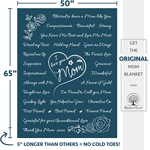 I Love You Mom Gift Blanket - Unique Mom Gifts for Valentines Day, Birthday, Mothers Day-60x 50"