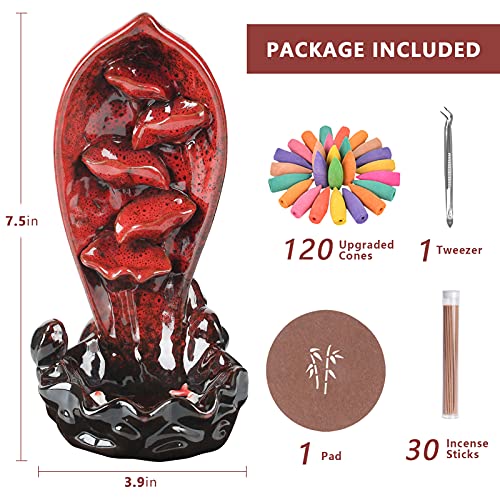 Backflow Incense Holder Burner w/ 120 Incense Cones & 30 Incense Sticks