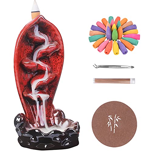 Backflow Incense Holder Burner w/ 120 Incense Cones & 30 Incense Sticks