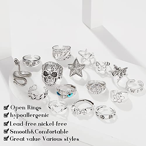 Vintage Silver Open Punk Rings for Men Women