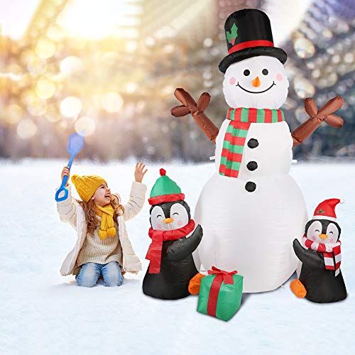 6ft Snowman Christmas Inflatables Outdoor Decoration w/ LEDs