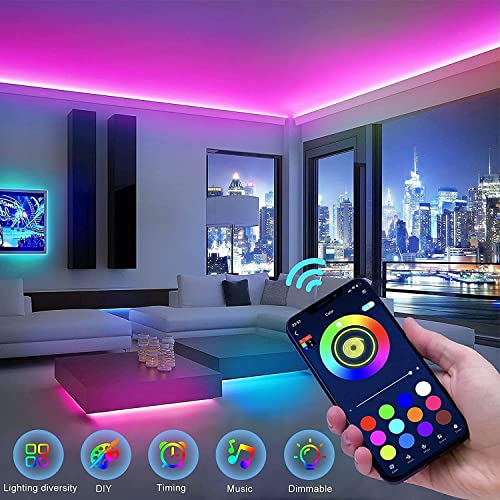 Led Strip Lights  Bluetooth Smart App Control Music Sync Color Changing RGB Led Light Strip with Remote