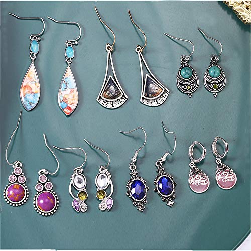 14 Pairs Vintage Teardrop Dangle Earrings for Women