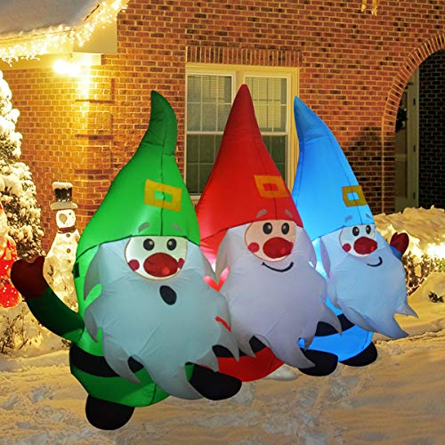 7 FT Length Christmas Inflatable Three Santa Claus w/ LEDs