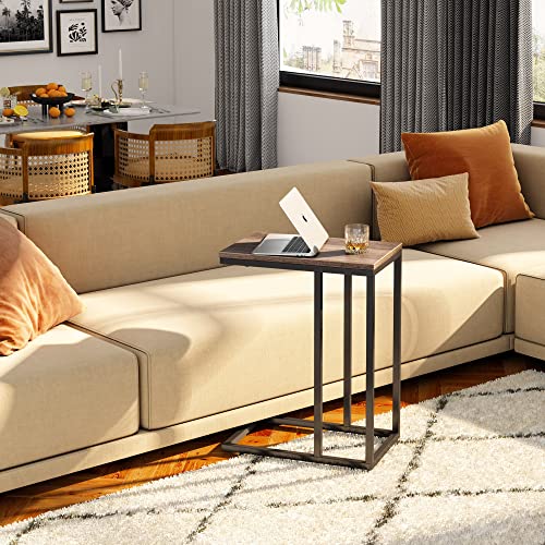 C Shaped End Table for Sofa Couch & Bed