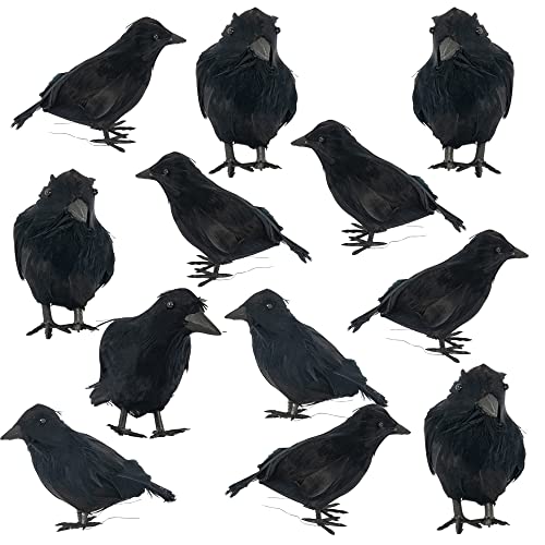 Halloween Black Feathered Crows Decoration