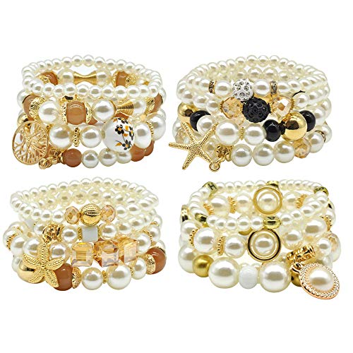 Pearl Charm Bracelet Set for Women