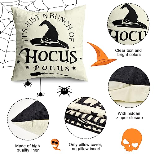 Halloween Decorations Pillow Covers  Hocus Pocus Farmhouse Saying White Black Outdoor/Indoor Fall Pillow Cover