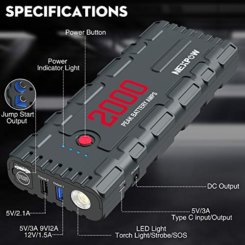 Car Jump Starter, 21800mAh 12V Portable Car Battery Starter