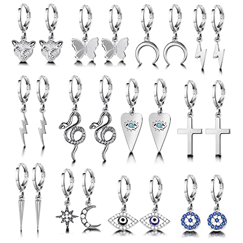 12 Pairs Small Dangle Hoop Drop Earrings for Women