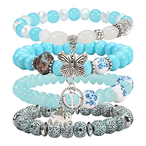 6 Set Bohemian Stretch Bracelets for Women