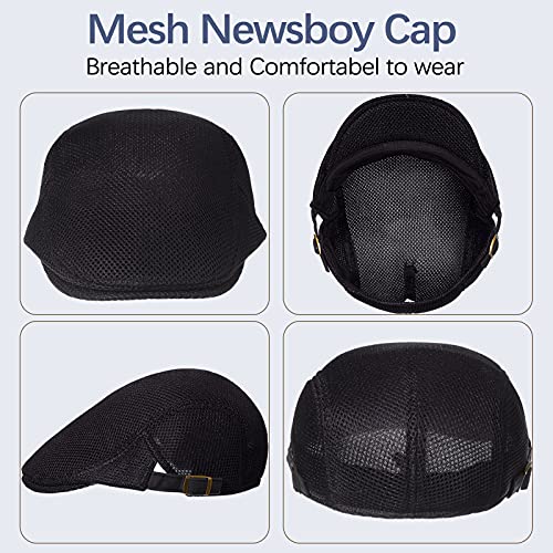 3 Pieces Mesh Newsboy Beret Cap- Breathable & Adjustable