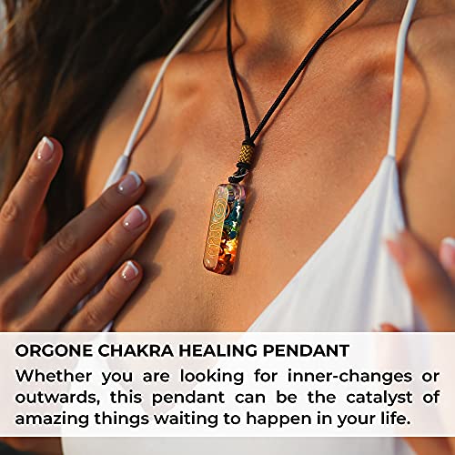 7 Chakra Stones Necklace for E-Energy Protection and Spiritual Healing Pendant with Adjustable Cord