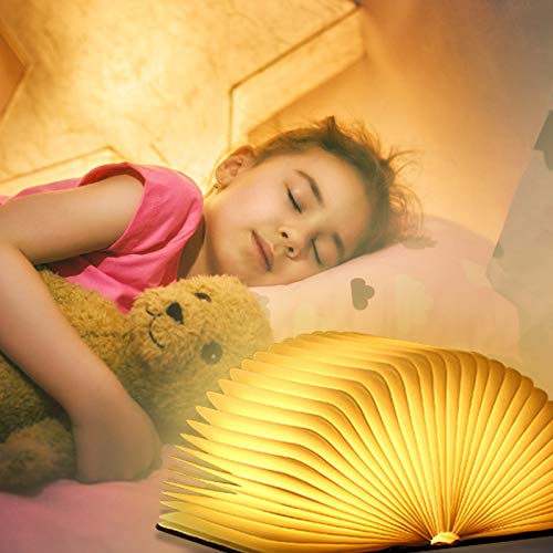 Wooden Book Novelty Folding Book Lamp,USB Rechargeable