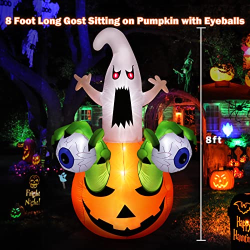 8 FT Halloween Inflatable Decorations- Ghost Pumpkin Monster Hand Eyeballs