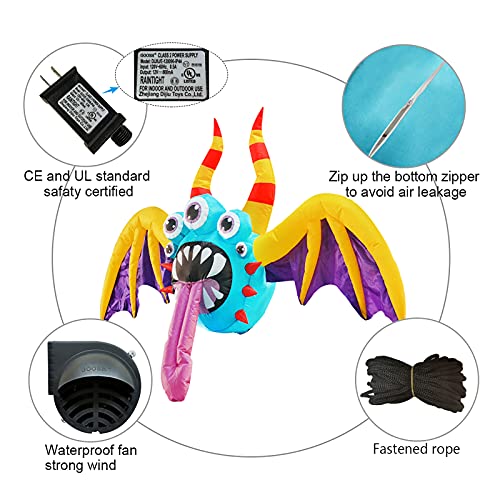 4.4 FT  Halloween Inflatable Hanging Bat w/ 5 Eyes & LEDs