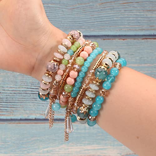 6 Set Bohemian Stretch Bracelets for Women