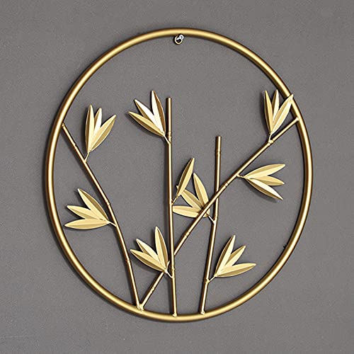 3 Sets Gold Metal Bamboo Leaf Wall Decoration, 17.7 Inch