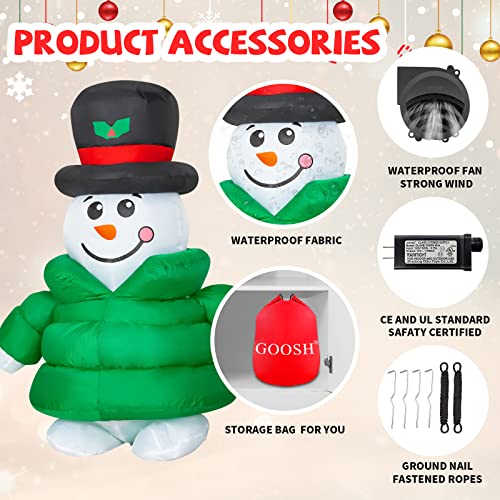 5.6 FT Coat Snowman Wear Magic Hat Christmas Inflatables Decoration