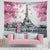 Eiffel Tower France Romantic Pink Tapestry European City Landscape 59x51 Inch