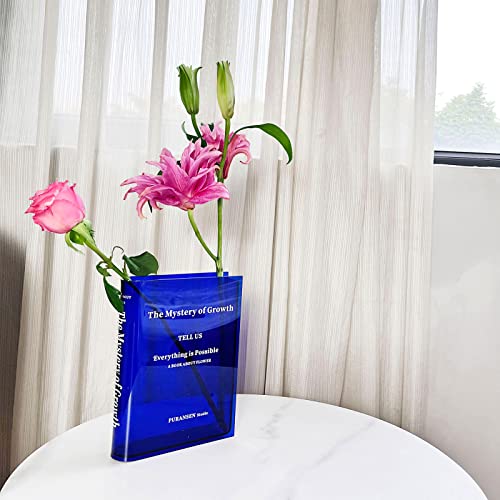 Book Vase for Flowers, Acrylic Clear Book Flower Vase, A Book About Flowers Vase, Unique Home/Bedroom