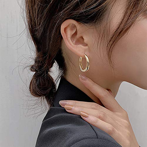 6 Pairs Gold Chunky Hoop Earrings Set for Women Hypoallergenic