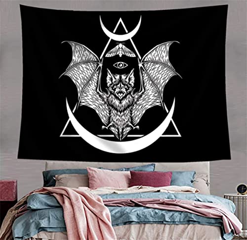 Bat Tapestry Occult Bat Tapestry Bat Wall Hanging Wall Art Black and White Bat Bedroom