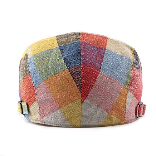 Men Adjustable Colorful Striped Plaid Ivy Newsboy Cabbie Gatsby Cotton Caps