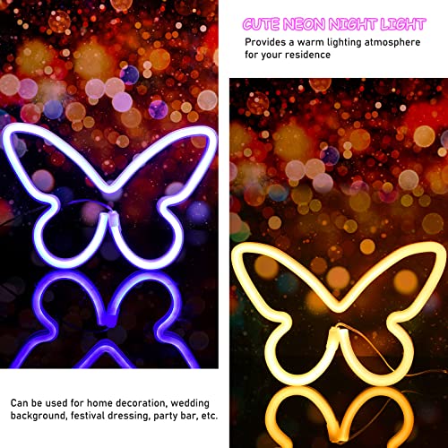 2 Pcs Butterfly Neon Signs 3-AA Battery Powered,USB Operated Wall Decor