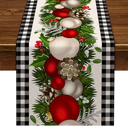 Black & White Gingham Christmas Table Runner