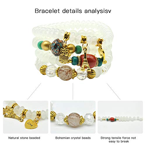 6 Sets Stackable Stretch Bracelets Multi-color Bohemian Bracelet Sets for Women