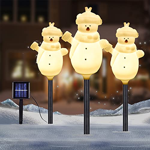 Set of 3 Snowman Solar Powered Christmas Decoration