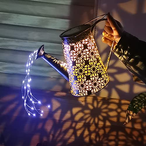 Solar Star Shower Garden Art Watering Can w/ Lights