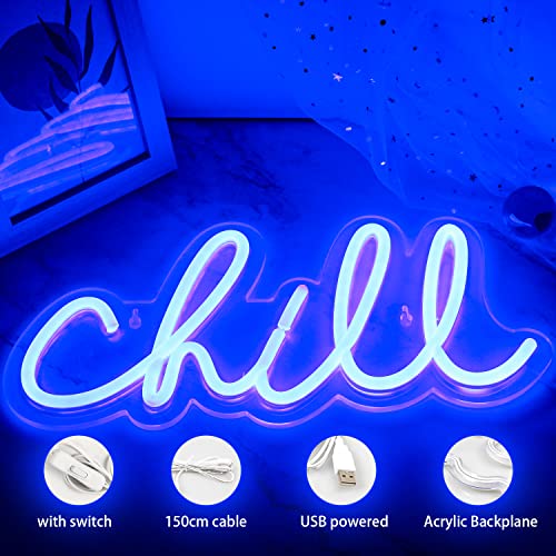 Chill Neon Sign Blue Led Neon Wall Light 14'' x 7''