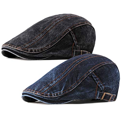 Men's Denim Newsboy Beret Hat Flat Ivy Gatsby Cabbie Driving Cap