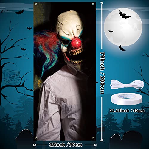 Evil Clown Ghost Door Cover Halloween Door Decorations