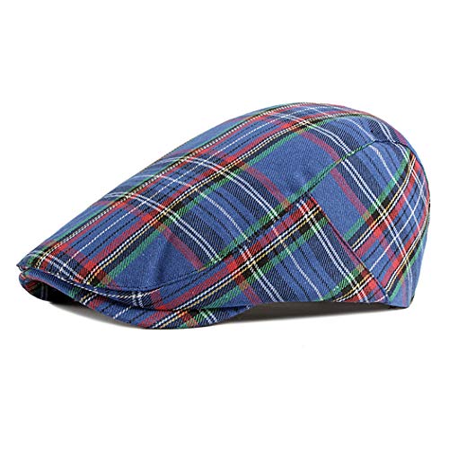 Men Adjustable Colorful Striped Plaid Ivy Newsboy Cabbie Gatsby Cotton Caps