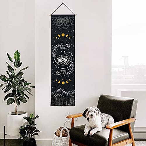 Skull Tapestry Moon Phase Tapestry Stars Starry  Black Skeleton Tapestry Butterflies Tapestry