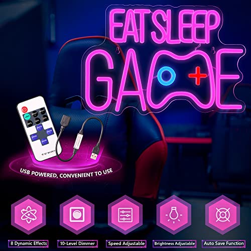LED Game Neon Sign- EAT SLEEP GAME- Wall Decoration