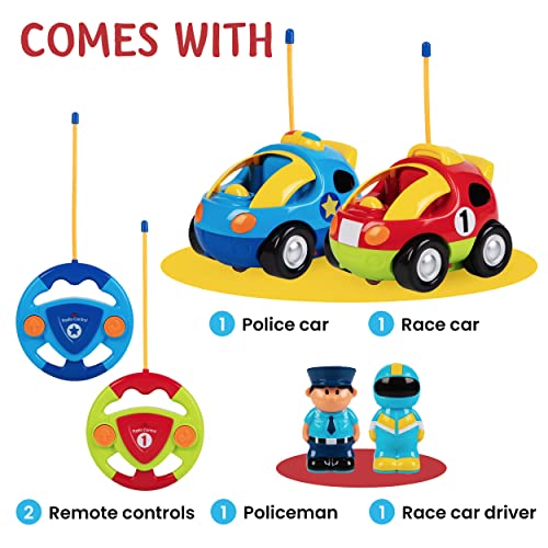 2 Pack Cartoon Remote Control Cars - Police & Race Cars