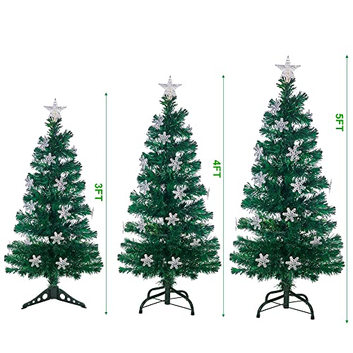 Pre-Lit Optical Fiber Christmas Artificial Tree w/ LED RGB Color Changing Lights