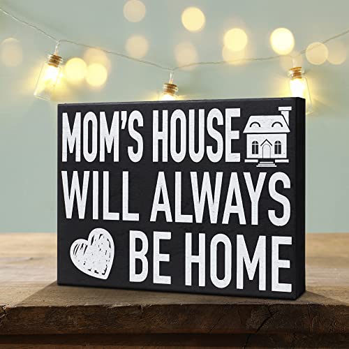 Mom's House Will Always Be Home, 8x16" Wood Decor Sign Gift for Mothers Day