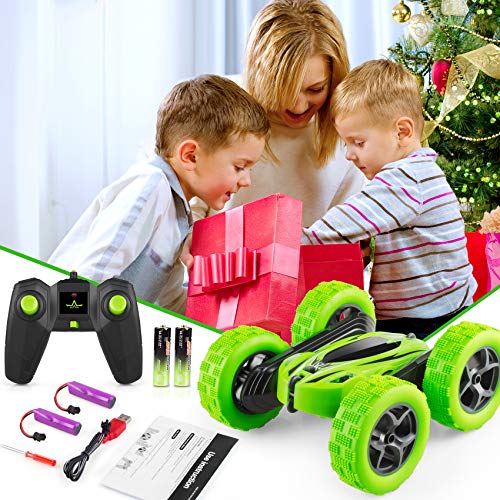 RC Cars 2.4GHz Fast Stunt RC Car, 4WD Double Sided 360° Rotating w/ Headlights