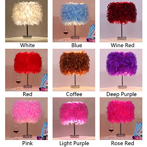 Elegant Feather Lampshade LED Night Lamp (US Plug,Pink)