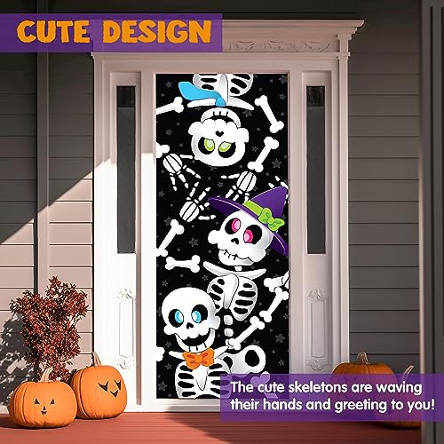 3D Design Scary Skeleton Door Cover for Halloween Skeleton Door, Window and Wall Cover