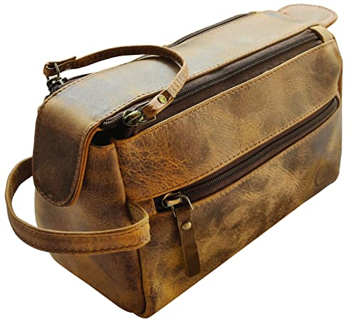 Leather Toiletry Bag - Hygiene Organizer Travel Kit