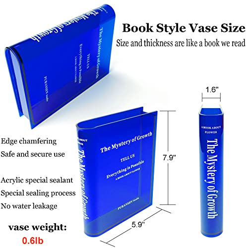 Book Vase for Flowers, Acrylic Clear Book Flower Vase, A Book About Flowers Vase, Unique Home/Bedroom