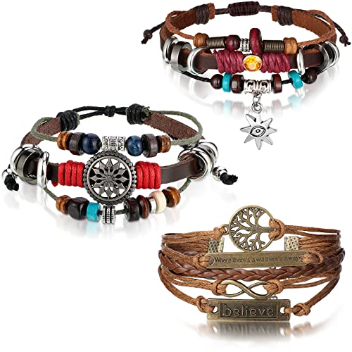 3 Pieces Womens Boho Beaded Bracelets