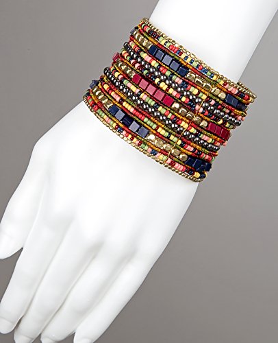 Bohemian Multi-Colored Beaded Cuff Bracelets for Women