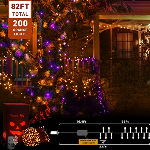 Halloween Orange Lights, 82ft 200 LED Orange String Lights, Plug